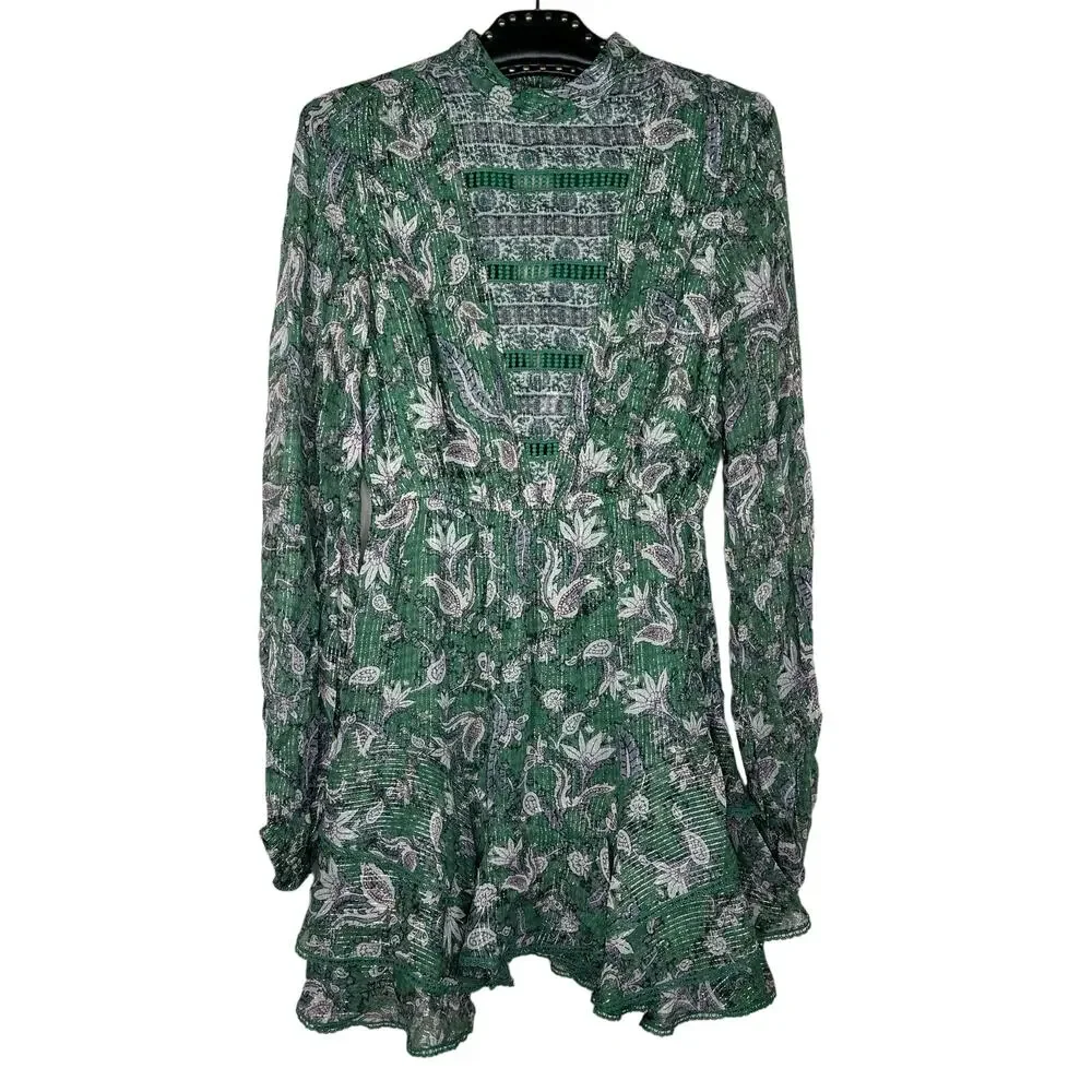 Hemant & Nandita Paisley Print Lisa Short Dress Small NWOT